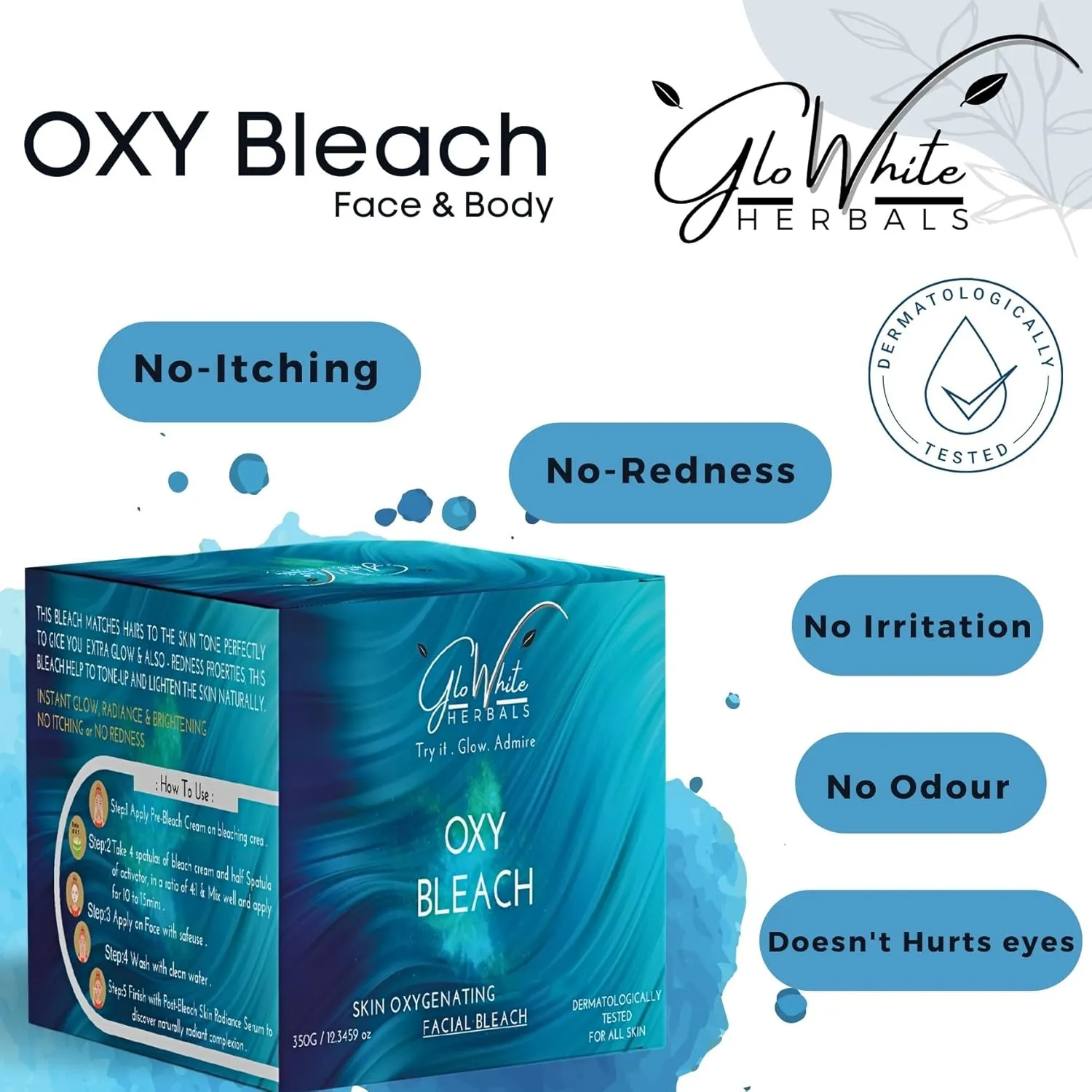 GloWhite Herbals Oxy Bleach For Face - 360g - Image 2