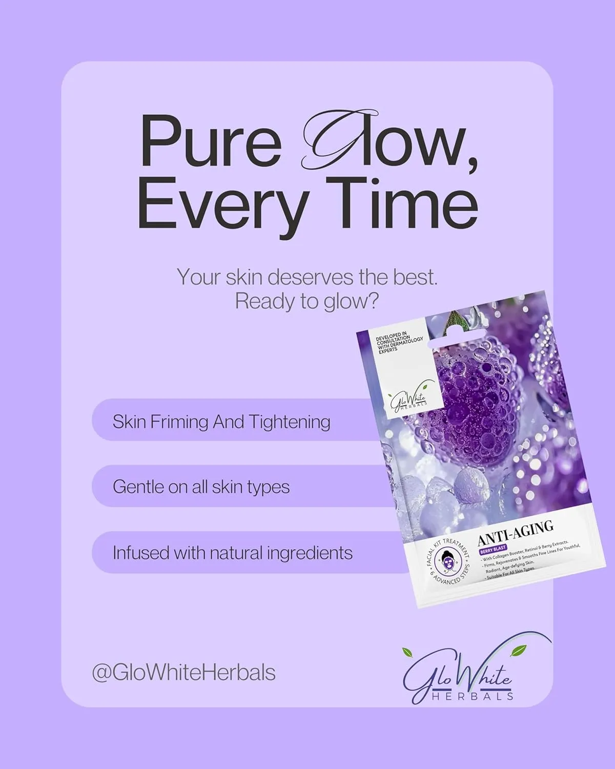 GloWhite Herbals Anti-Aging 6-Step Hydra Facial Kit | Firming & Wrinkle Care - Image 3