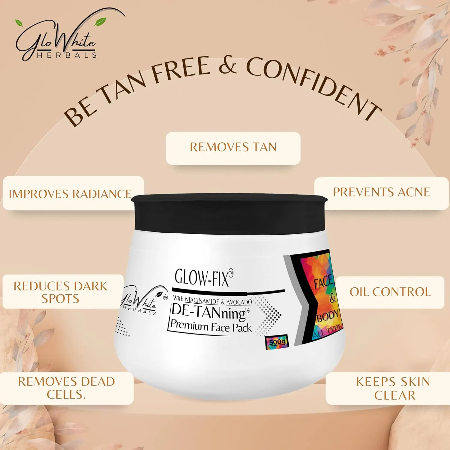 GloWhite Herbals D-Tan Face Pack | Instant Tan Removal | Natural & Bleach-Free - Image 2