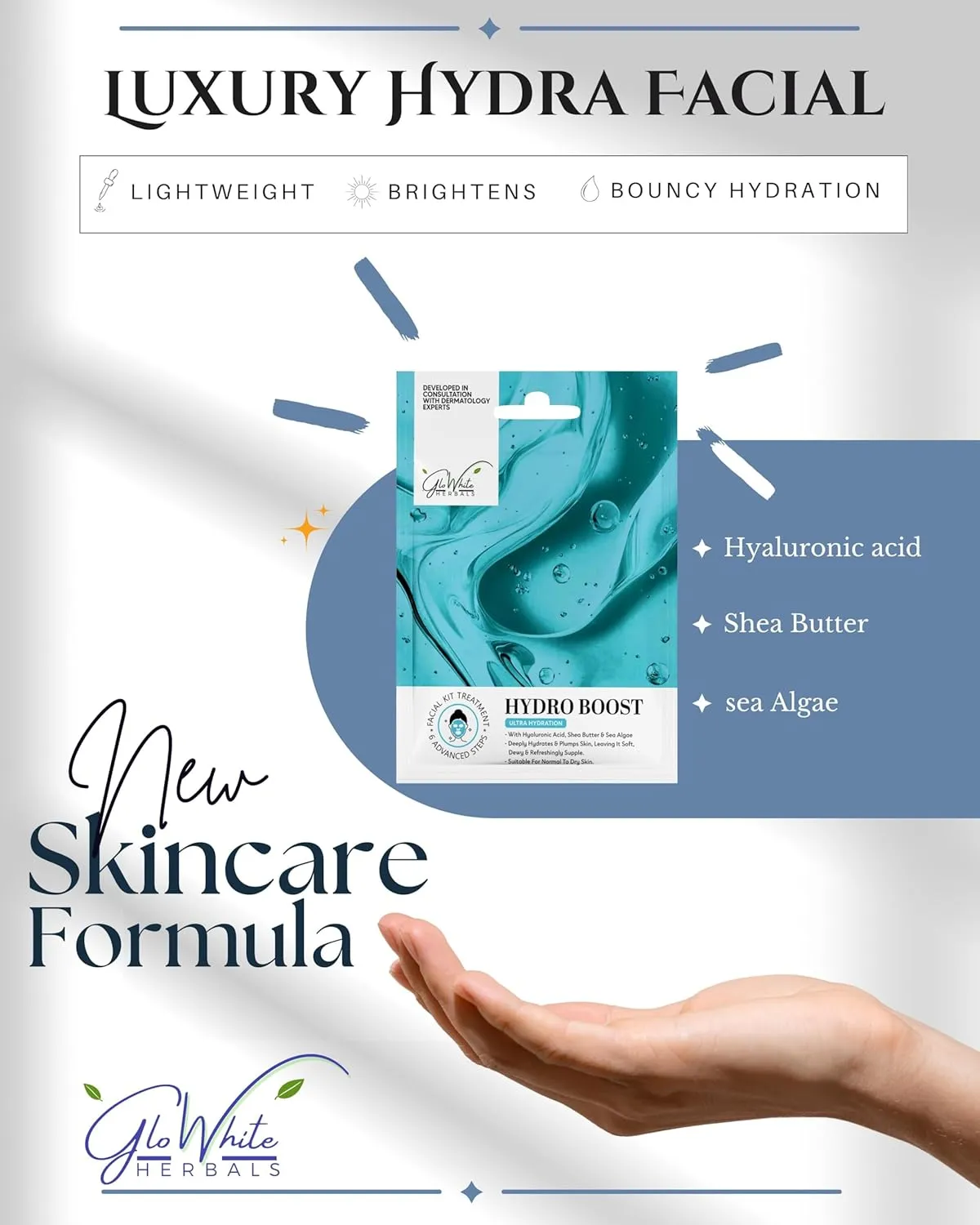 GloWhite Herbals Hydra Boost Hydra Facial Kit – 6 Step | Hydrating Facial for Dry Skin - Image 3