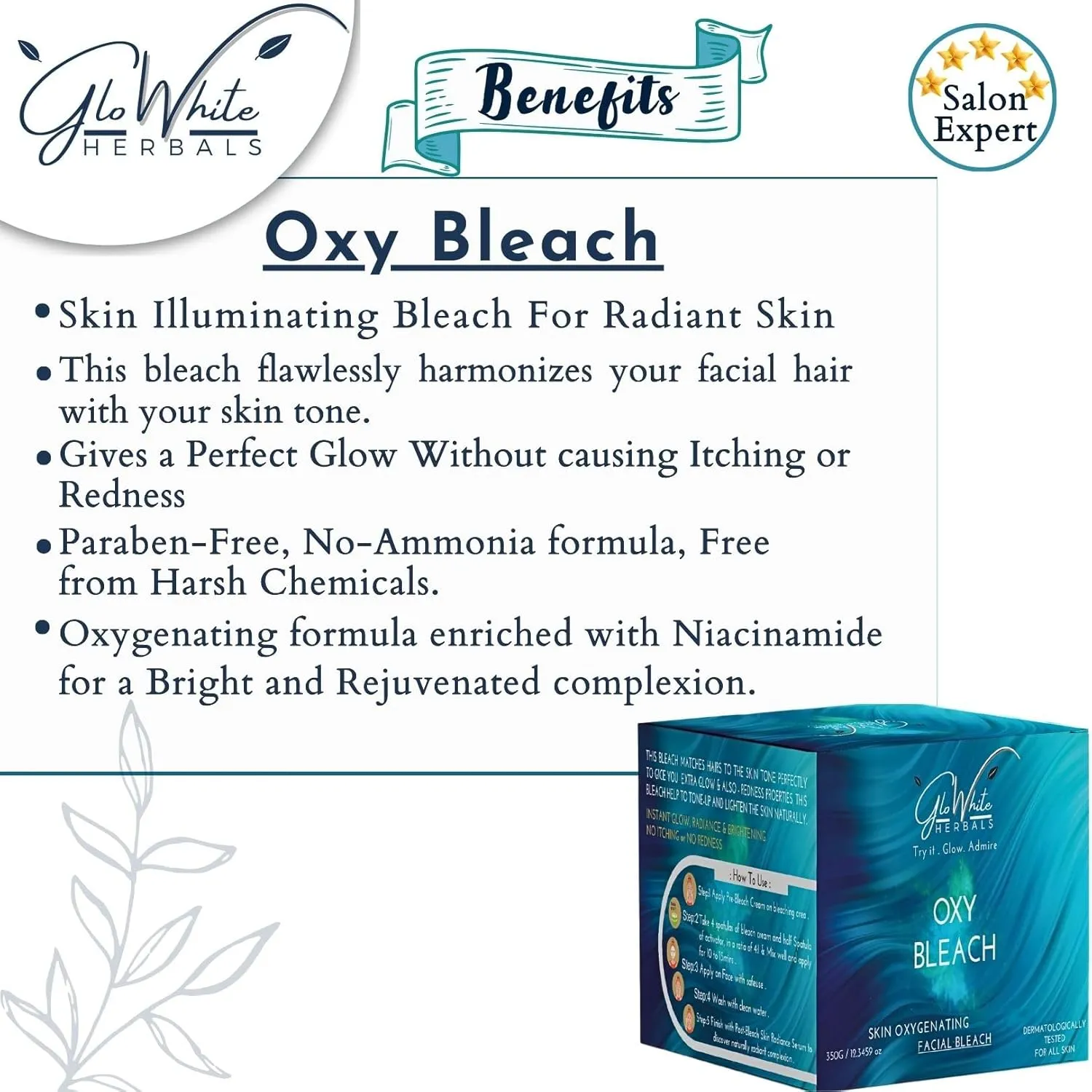 GloWhite Herbals Oxy Bleach For Face - 360g - Image 3