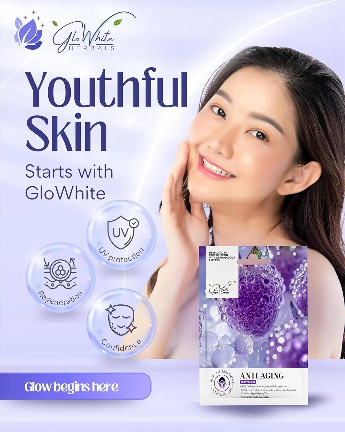 GloWhite Herbals Anti-Aging 6-Step Hydra Facial Kit | Firming & Wrinkle Care - Image 4
