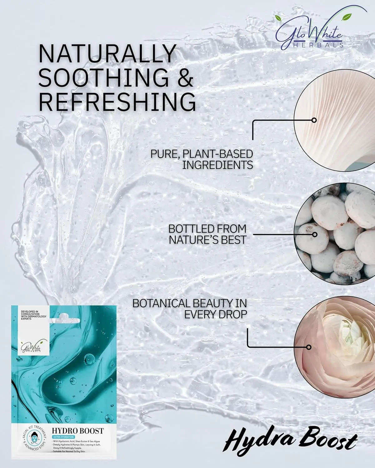 GloWhite Herbals Hydra Boost Hydra Facial Kit – 6 Step | Hydrating Facial for Dry Skin - Image 4