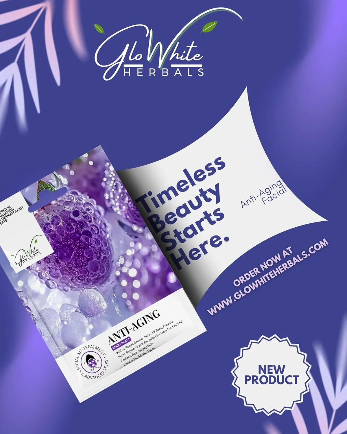 GloWhite Herbals Anti-Aging 6-Step Hydra Facial Kit | Firming & Wrinkle Care - Image 2