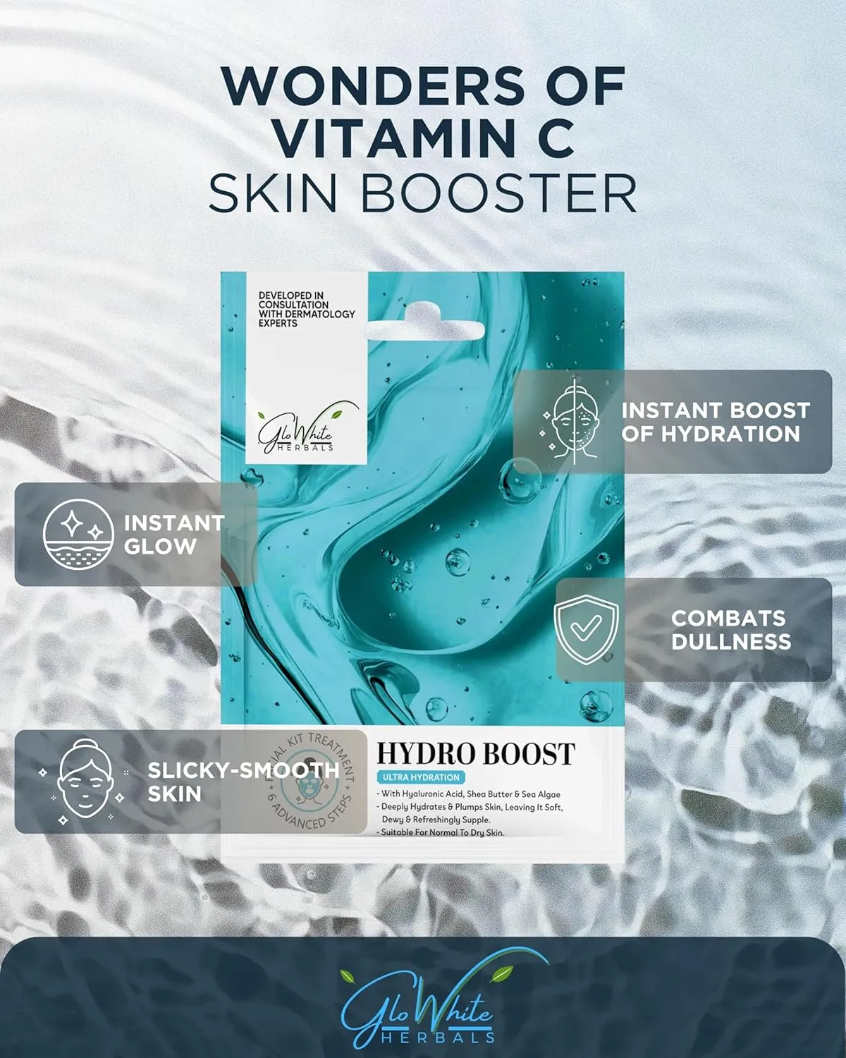 GloWhite Herbals Hydra Boost Hydra Facial Kit – 6 Step | Hydrating Facial for Dry Skin - Image 2