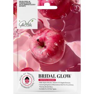 Bridal Glow Facial Kit – 6 Step Professional Salon Facial | With Alpha Arbutin, Vitamin C & Apple Extract | Instant Brightening & Pre-Bridal Glow Facial | Single Use Facial Kit