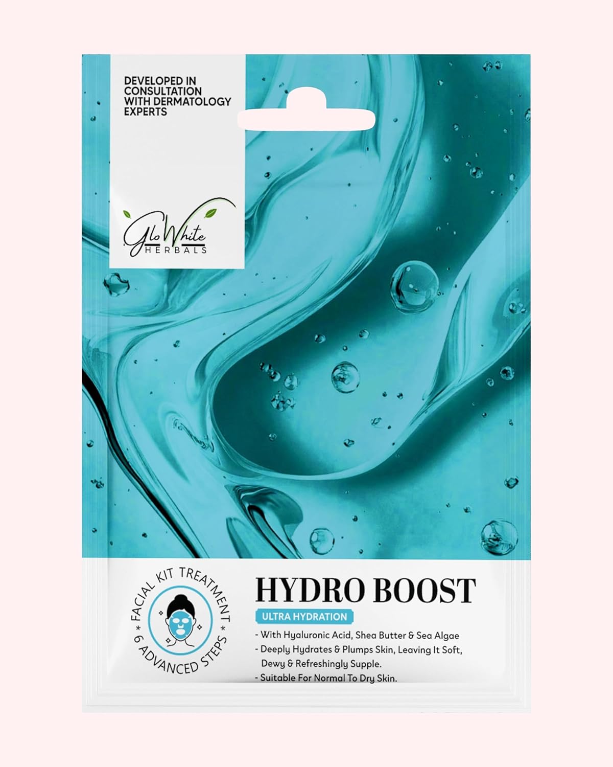 Hydra Boost Facial Kit – 6 Step Professional Salon Facial | With Hyaluronic Acid, Shea Butter & Sea Algae | Deep Hydration Facial for Dry & Dull Skin | Single Use Facial Kit
